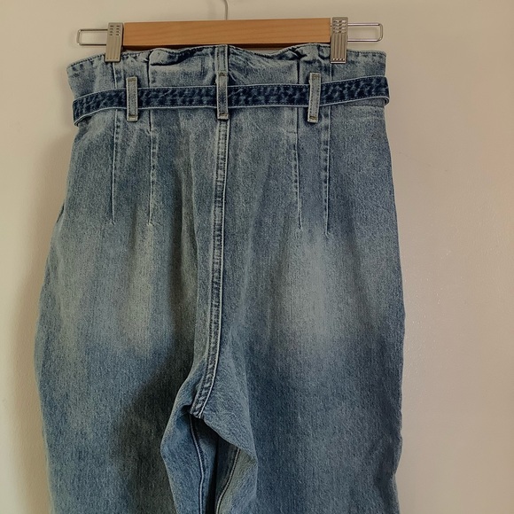 Abercrombie & Fitch Mom Jeans Ankle Blue Belted Paper Bag Waist High Rise 28/6 - Picture 2 of 12
